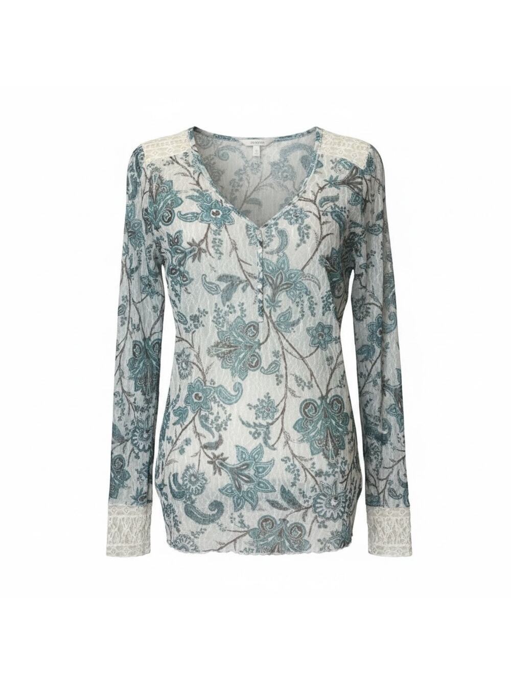 Denim & Supply Ralph Lauren Floral Paisley Mesh Lace Henley XL Y2K Western Chic